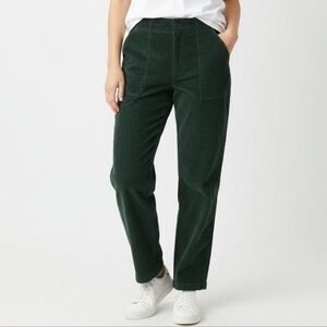 Pact Organic Cotton Corduroy High Rise Carpenter Pants - Hunter Green - L